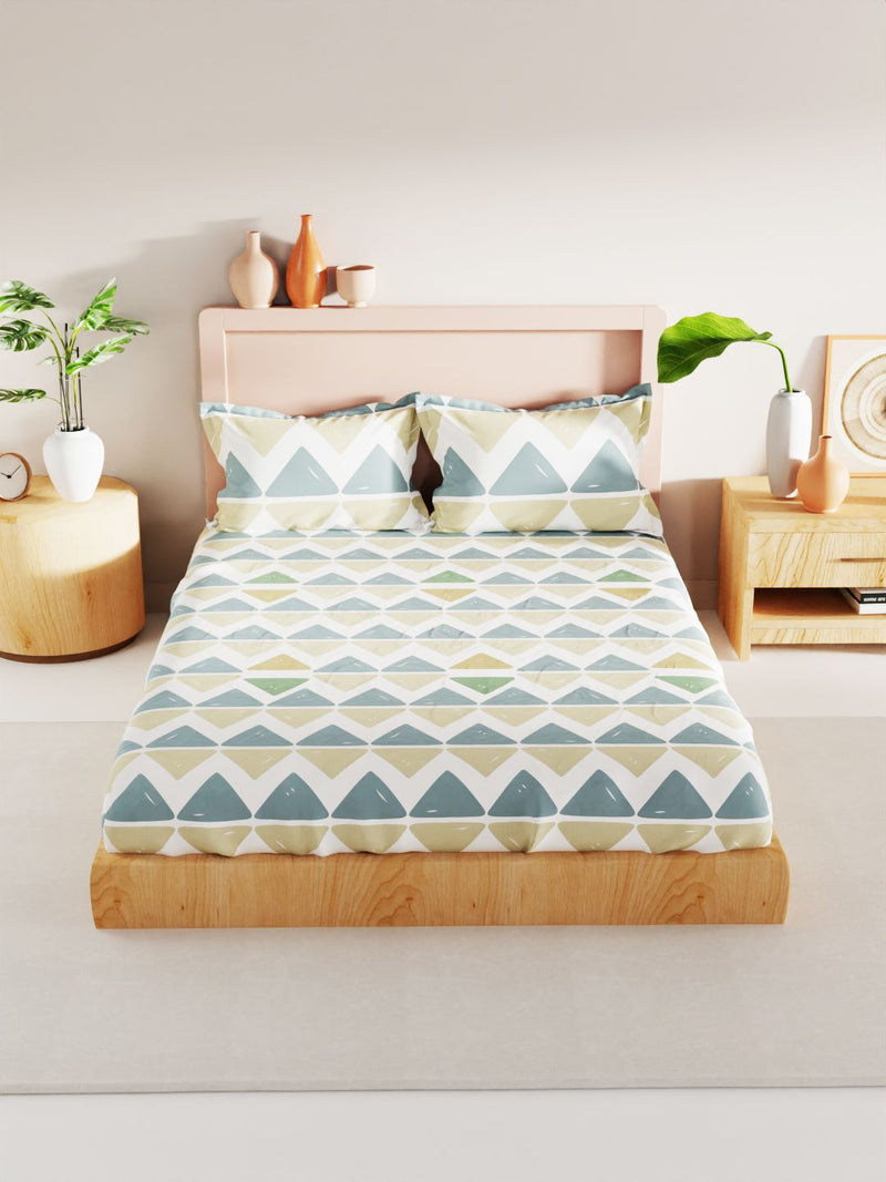 Bamboo Micro King Bedsheet With 2 Pillow Covers <small> (geometrical-ivory/mu)</small>