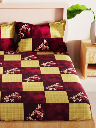 Bamboo Micro King Bedsheet With 2 Pillow Covers <small> (checks-chocolate/mult)</small>