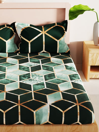 Bamboo Micro King Bedsheet With 2 Pillow Covers <small> (geometrical-forest g)</small>