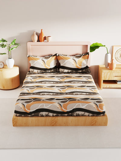 Bamboo Micro King Bedsheet With 2 Pillow Covers <small> (geometrical-grey/multi)</small>