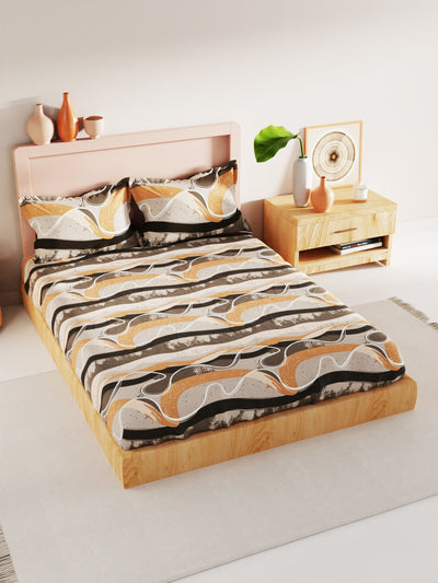 Bamboo Micro King Bedsheet With 2 Pillow Covers <small> (geometrical-grey/multi)</small>