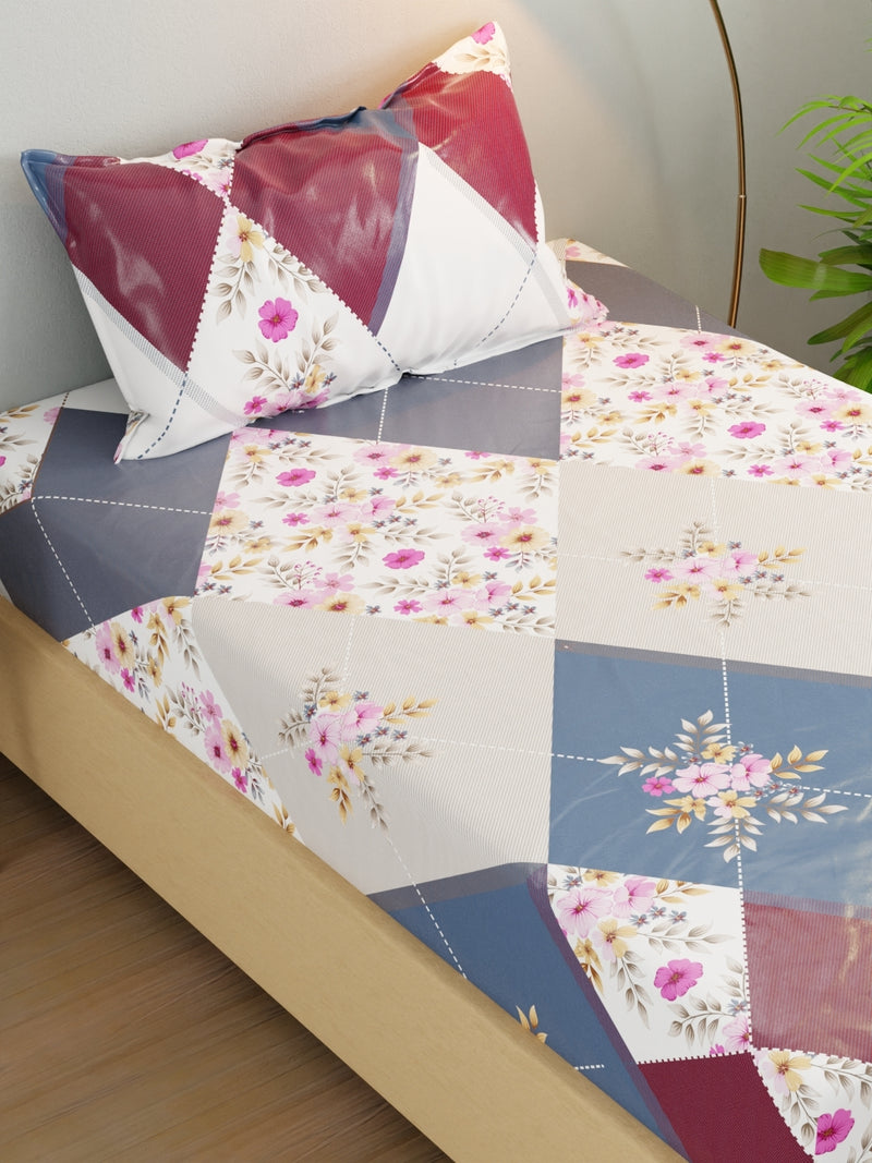 Extra Smooth Micro Single Bedsheet With 1 Pillow Cover <small> (floral-pink/multi)</small>
