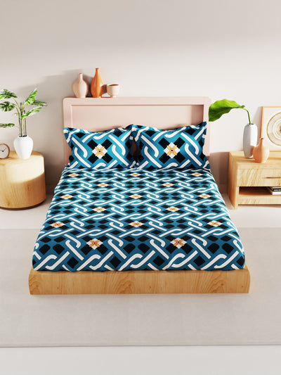 Bamboo Micro King Bedsheet With 2 Pillow Covers <small> (abstract-blue/multi)</small>