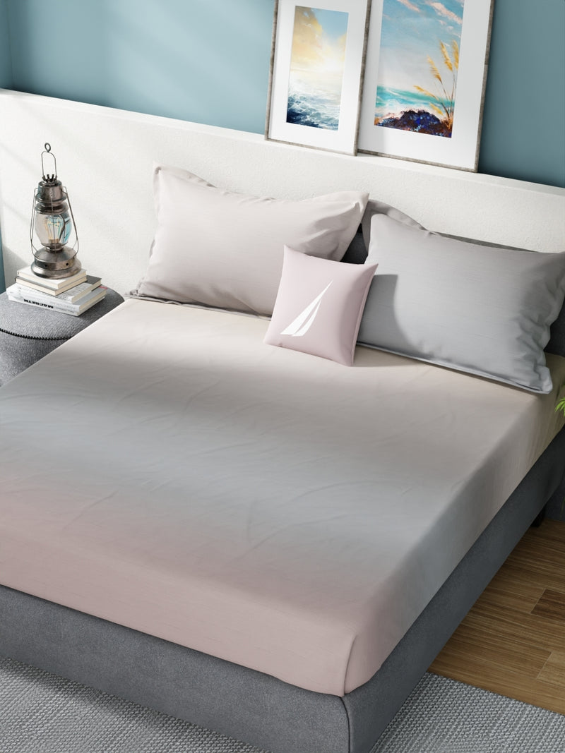 Super Soft 100% Cotton King Bedsheet With 2 Pillow Covers <small> (solid-khaki/grey)</small>