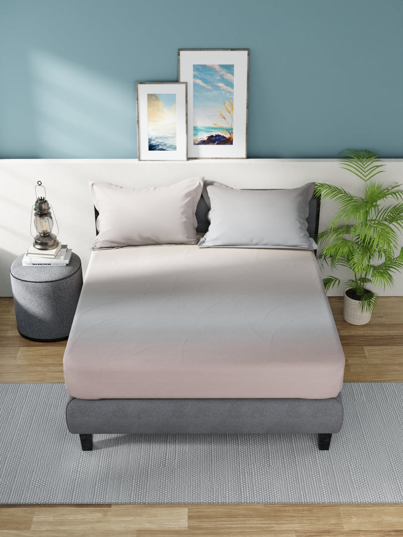Super Soft 100% Cotton King Bedsheet With 2 Pillow Covers <small> (solid-khaki/grey)</small>