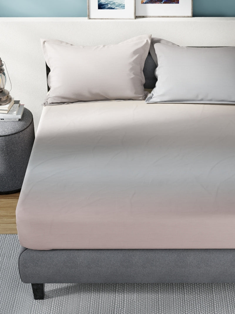 Super Soft 100% Cotton King Bedsheet With 2 Pillow Covers <small> (solid-khaki/grey)</small>