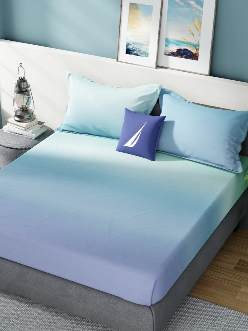 Super Soft 100% Cotton King Bedsheet With 2 Pillow Covers <small> (solid-mint/sky blue)</small>