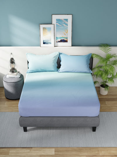 Super Soft 100% Cotton King Bedsheet With 2 Pillow Covers <small> (solid-mint/sky blue)</small>