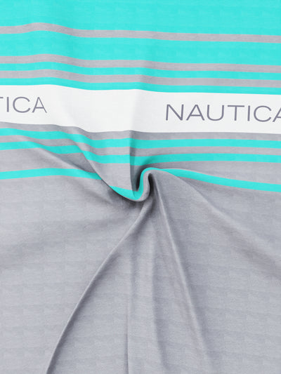 Super Soft 100% Cotton King Bedsheet With 2 Pillow Covers <small> (stripe-grey/seafoam)</small>