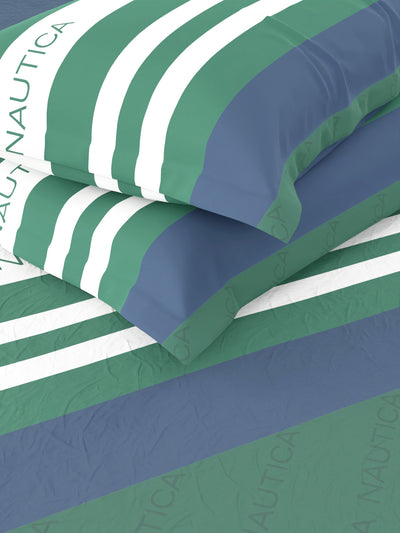 Super Soft 100% Cotton King Bedsheet With 2 Pillow Covers <small> (stripe-blue/green)</small>