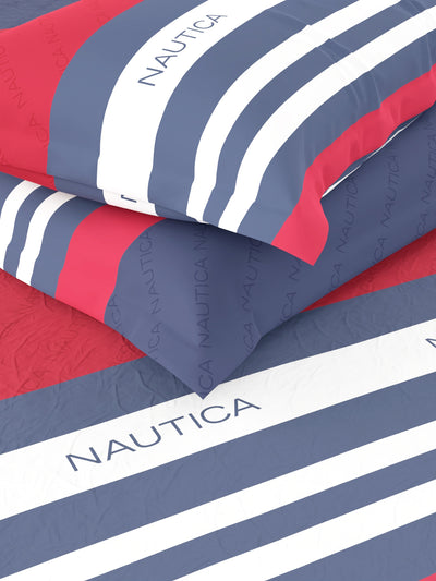 Super Soft 100% Cotton King Bedsheet With 2 Pillow Covers <small> (stripe-rose/indigo)</small>