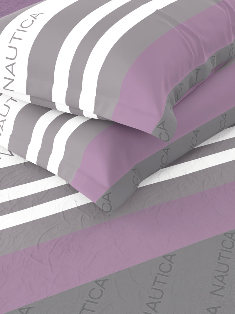 Super Soft 100% Cotton King Bedsheet With 2 Pillow Covers <small> (stripe-wine/iron)</small>