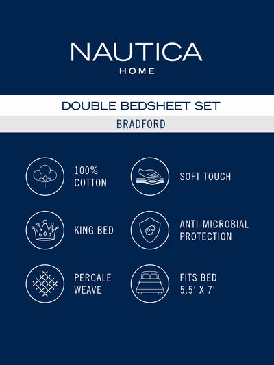 Super Soft 100% Cotton King Bedsheet With 2 Pillow Covers <small> (stripe-wine/iron)</small>