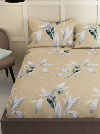 Extra Smooth Micro Double Bedsheet With 2 Pillow Covers <small> (floral-wheat)</small>
