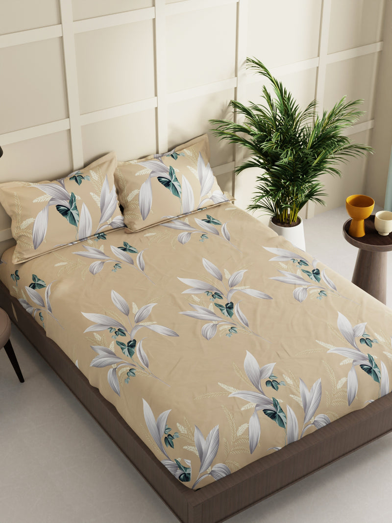 Extra Smooth Micro Double Bedsheet With 2 Pillow Covers <small> (floral-wheat)</small>