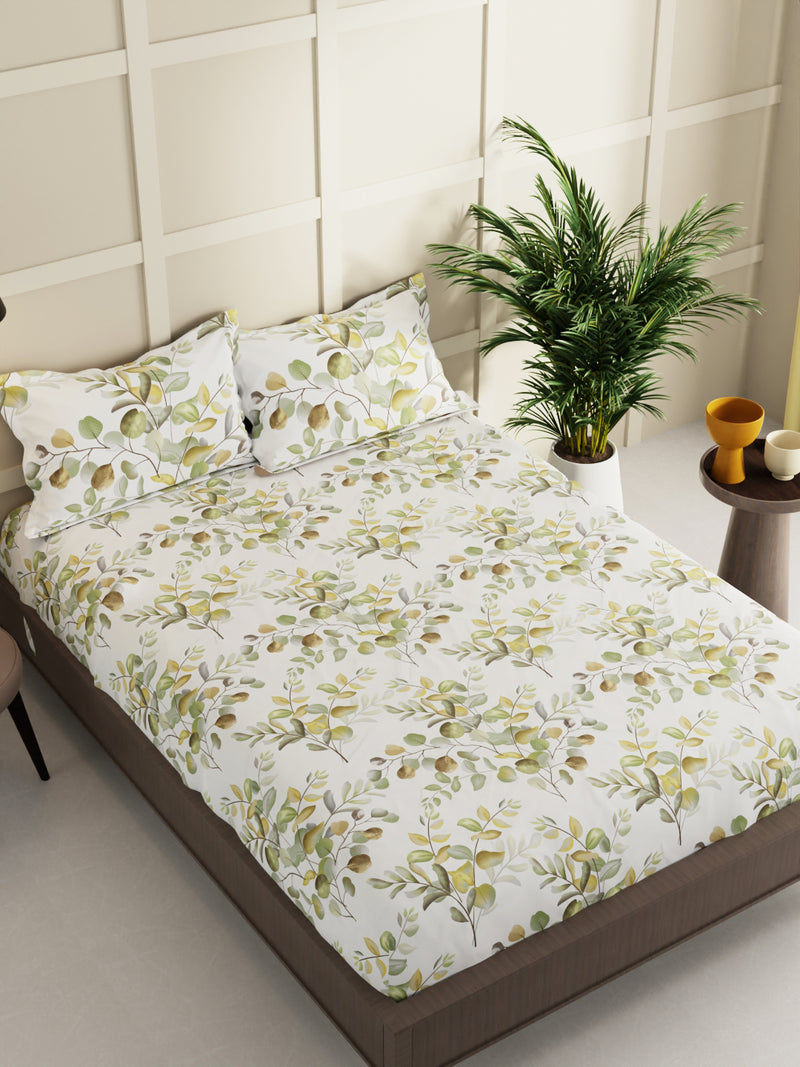 Extra Smooth Micro Double Bedsheet With 2 Pillow Covers <small> (floral-white/mint)</small>