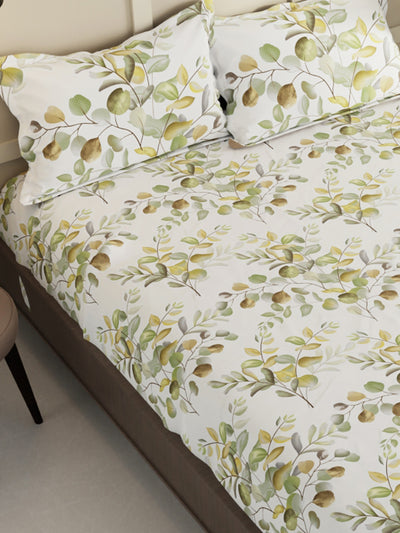 Extra Smooth Micro Double Bedsheet With 2 Pillow Covers <small> (floral-white/mint)</small>