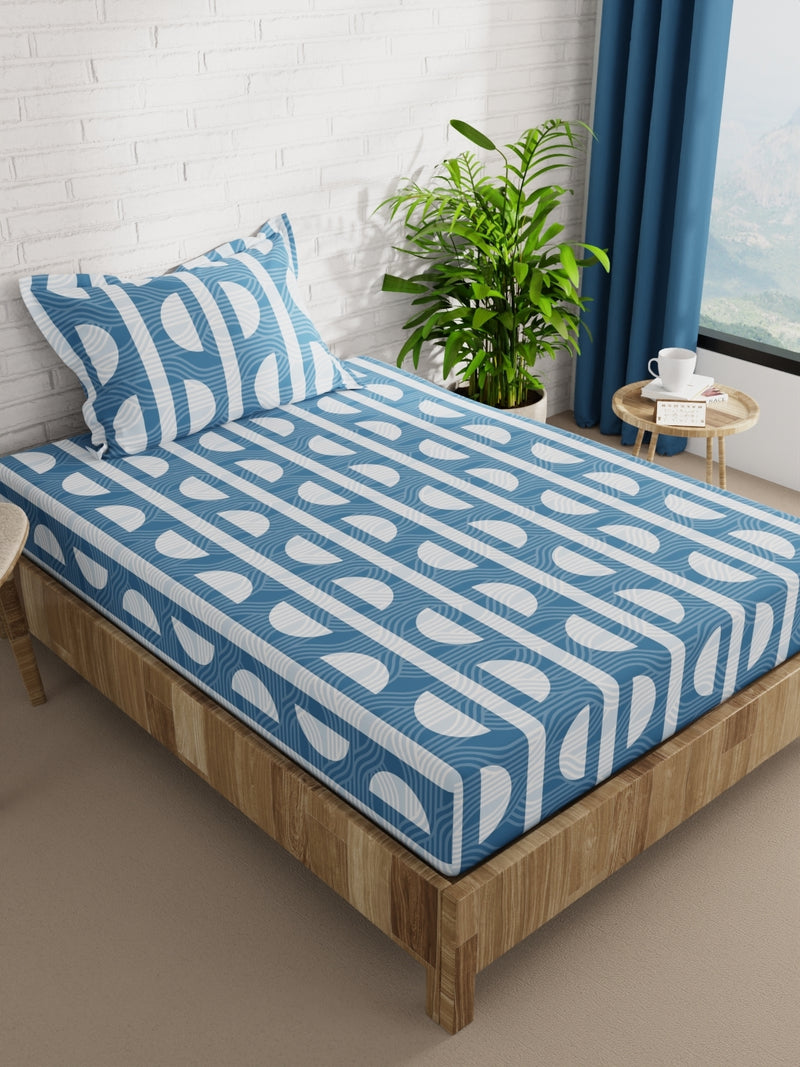 Extra Smooth Micro Single Bedsheet With 1 Pillow Cover <small> (geometrical-teal)</small>
