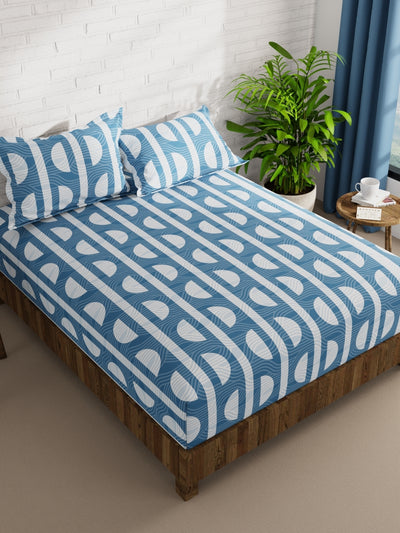 Extra Smooth Micro Double Bedsheet With 2 Pillow Covers <small> (geometrical-teal)</small>
