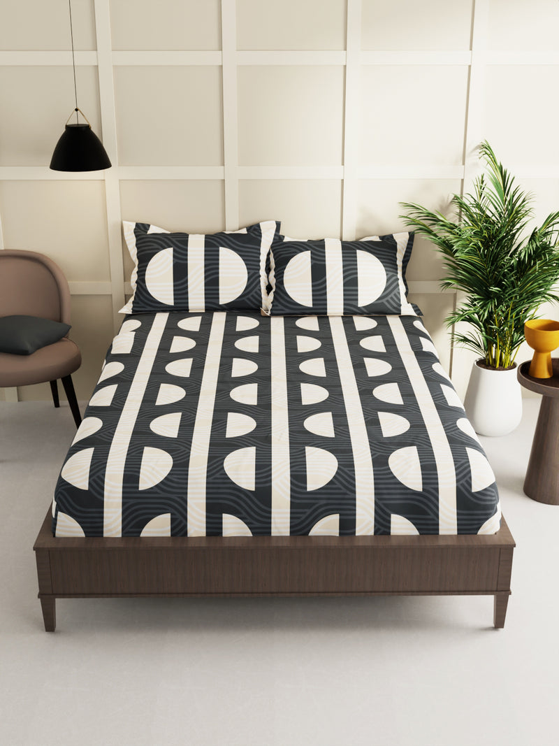 Extra Smooth Micro Double Bedsheet With 2 Pillow Covers <small> (geometrical-grey)</small>