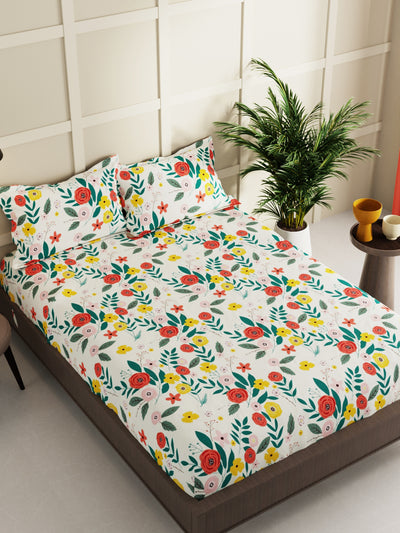 Extra Smooth Micro Double Bedsheet With 2 Pillow Covers <small> (floral-multi)</small>