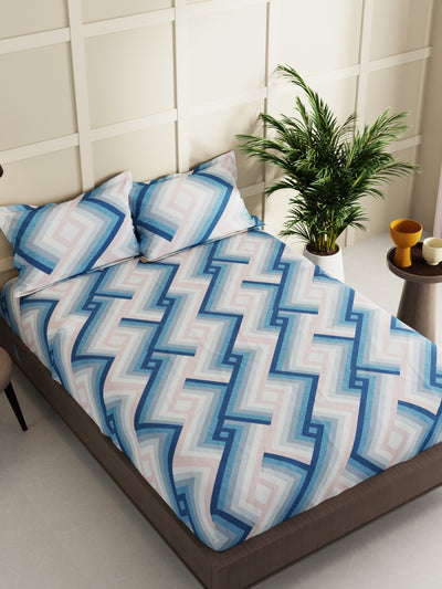 Extra Smooth Micro Double Bedsheet With 2 Pillow Covers <small> (geometrical-blue/multi)</small>