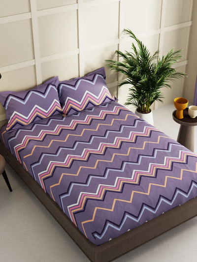 Extra Smooth Micro Double Bedsheet With 2 Pillow Covers <small> (geometrical-grape)</small>