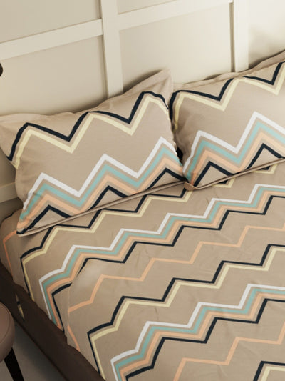 Extra Smooth Micro Double Bedsheet With 2 Pillow Covers <small> (geometrical-lt.brown)</small>