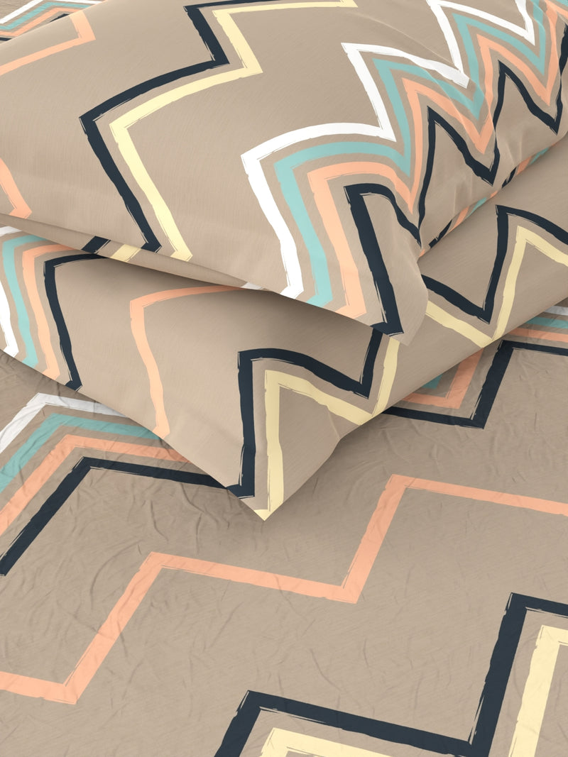 Extra Smooth Micro Double Bedsheet With 2 Pillow Covers <small> (geometrical-lt.brown)</small>