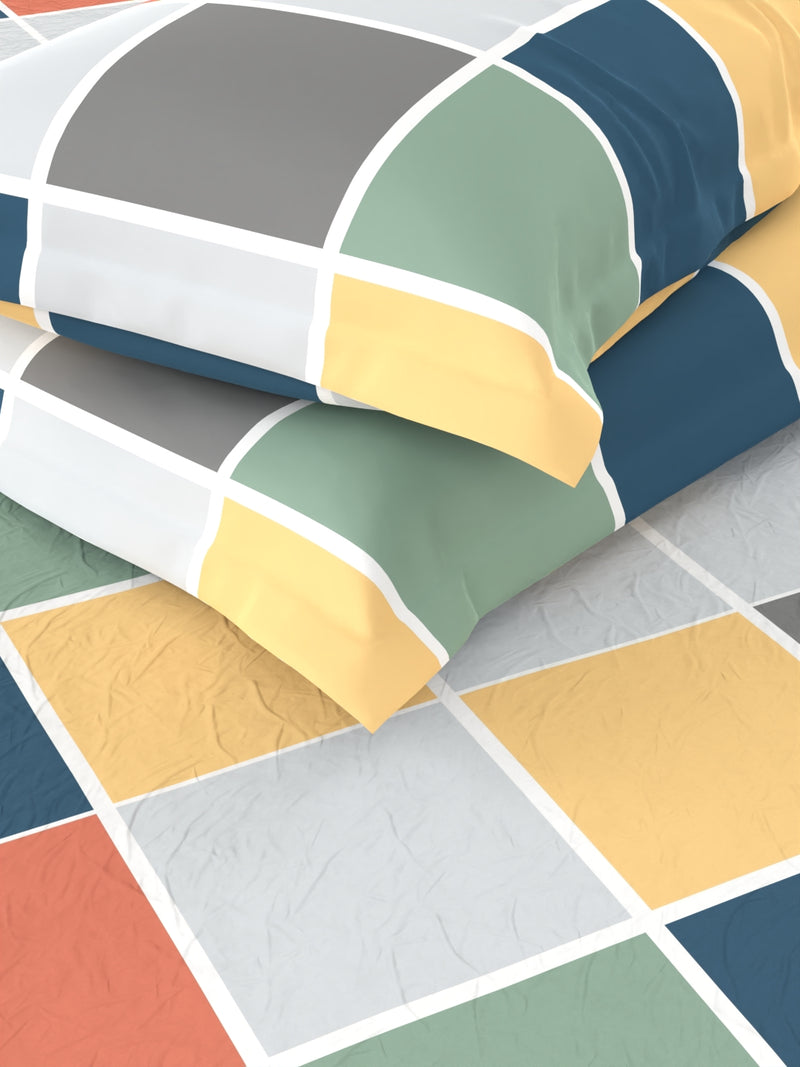 Extra Smooth Micro Double Bedsheet With 2 Pillow Covers <small> (checks-multi)</small>