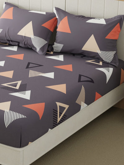 Extra Smooth Micro Double Bedsheet With 2 Pillow Covers <small> (geometrical-grey/multi)</small>