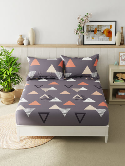 Extra Smooth Micro Double Bedsheet With 2 Pillow Covers <small> (geometrical-grey/multi)</small>
