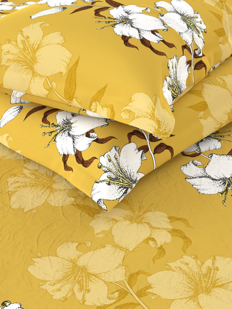Extra Smooth Micro Double Bedsheet With 2 Pillow Covers <small> (floral-yellow)</small>