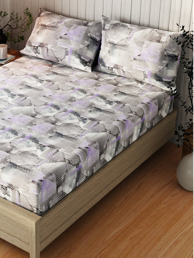 Extra Smooth Cotton Double Bedsheet With 2 Pillow Covers <small> (abstract-lilac/multi)</small>