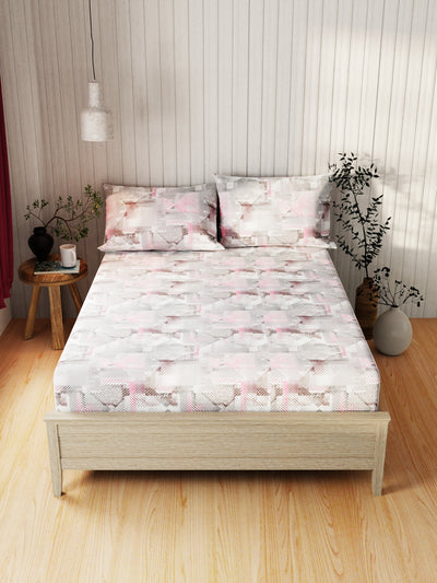 Extra Smooth Cotton Double Bedsheet With 2 Pillow Covers <small> (abstract-wine/multi)</small>