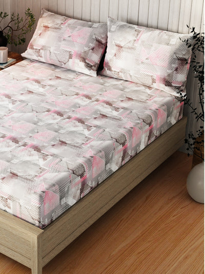 Extra Smooth Cotton Double Bedsheet With 2 Pillow Covers <small> (abstract-wine/multi)</small>