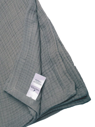 100% Cotton Bedsheet With 2 Pillow Covers With 4 Layers Seersucker <small> (solid-grey)</small>