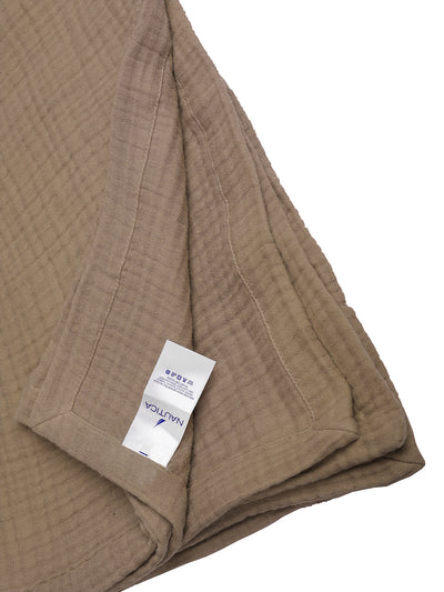100% Cotton Bedsheet With 2 Pillow Covers With 4 Layers Seersucker <small> (solid-brown)</small>