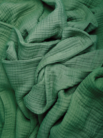 100% Cotton Bedsheet With 2 Pillow Covers With 4 Layers Seersucker <small> (solid-green)</small>
