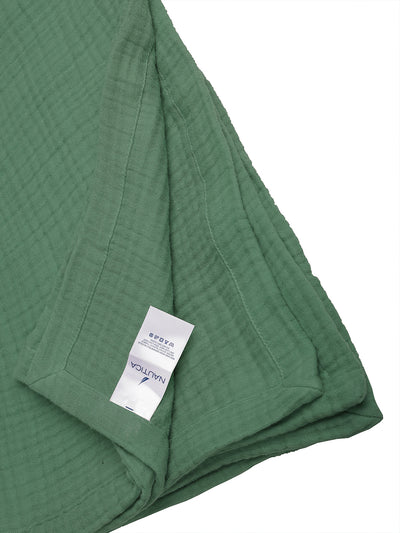 100% Cotton Bedsheet With 2 Pillow Covers With 4 Layers Seersucker <small> (solid-green)</small>