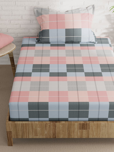 Extra Smooth Micro Single Bedsheet With 1 Pillow Cover <small> (checks-multi)</small>