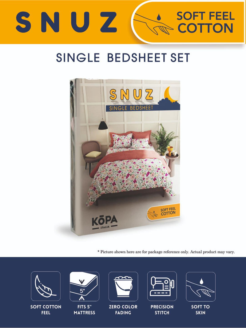 Extra Smooth Micro Single Bedsheet With 1 Pillow Cover <small> (floral-stone)</small>