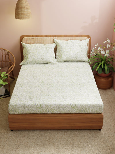 Super Soft 100% Cotton King Bedsheet With 2 Pillow Covers <small> (ornamental-olive)</small>