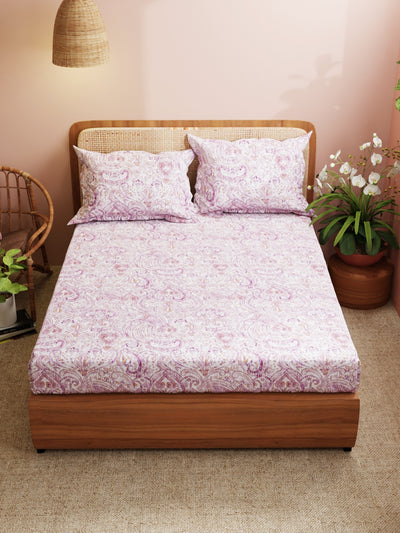 Super Soft 100% Cotton King Bedsheet With 2 Pillow Covers <small> (ornamental-purple)</small>