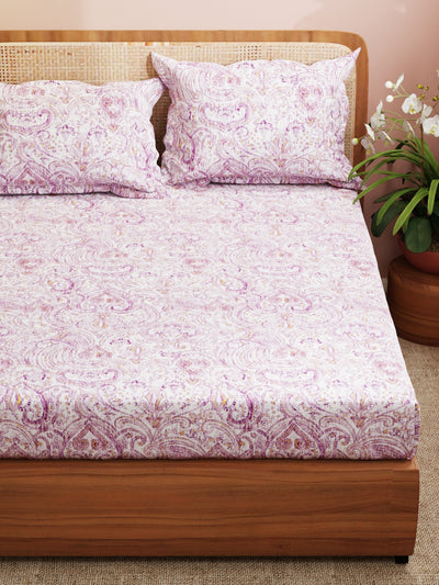 Super Soft 100% Cotton King Bedsheet With 2 Pillow Covers <small> (ornamental-purple)</small>