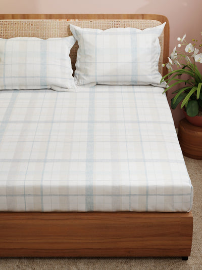 Super Soft 100% Cotton King Bedsheet With 2 Pillow Covers <small> (checks-peach)</small>