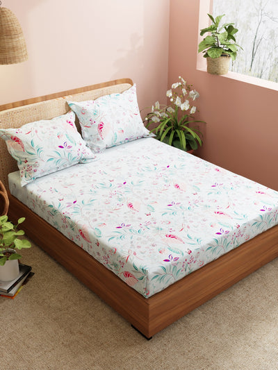 Super Soft 100% Cotton King Bedsheet With 2 Pillow Covers <small> (floral-pink)</small>