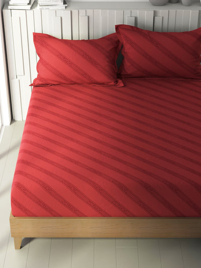 100% Premium Cotton King Bedsheet With 2 Pillow Covers <small> (ornamental-red)</small>