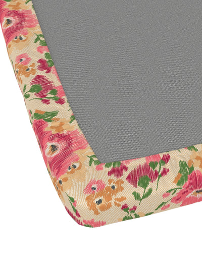 Extra Smooth Micro Fitted Double Bedsheet With 2 Pillow Covers <small> (floral-beige/pink)</small>