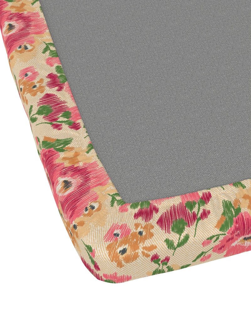 Extra Smooth Micro Fitted Double Bedsheet With 2 Pillow Covers <small> (floral-beige/pink)</small>